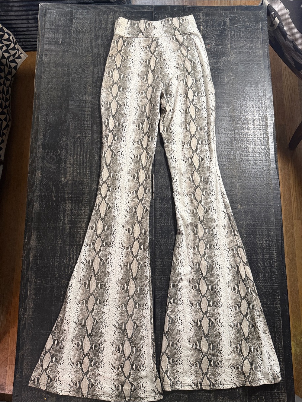 Snake Print Flare Pants - Neutral Python 34” inseam
